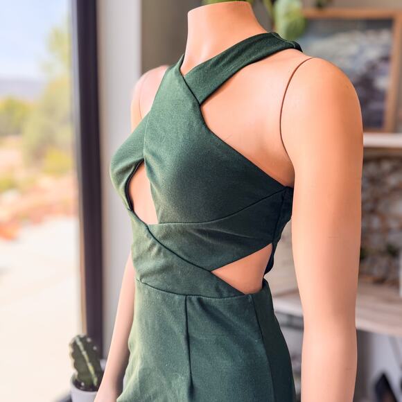 TOBI-LA Based Fashion, Deep Green Cutout Fitted Midi Dress, Women’s Size Small - Picture 7 of 12